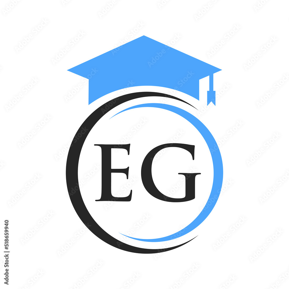 Letter EG Education Logo Concept With Educational Graduation Hat Vector Template Letter EG Education Logo Concept With Educational Graduation Hat Vector Template