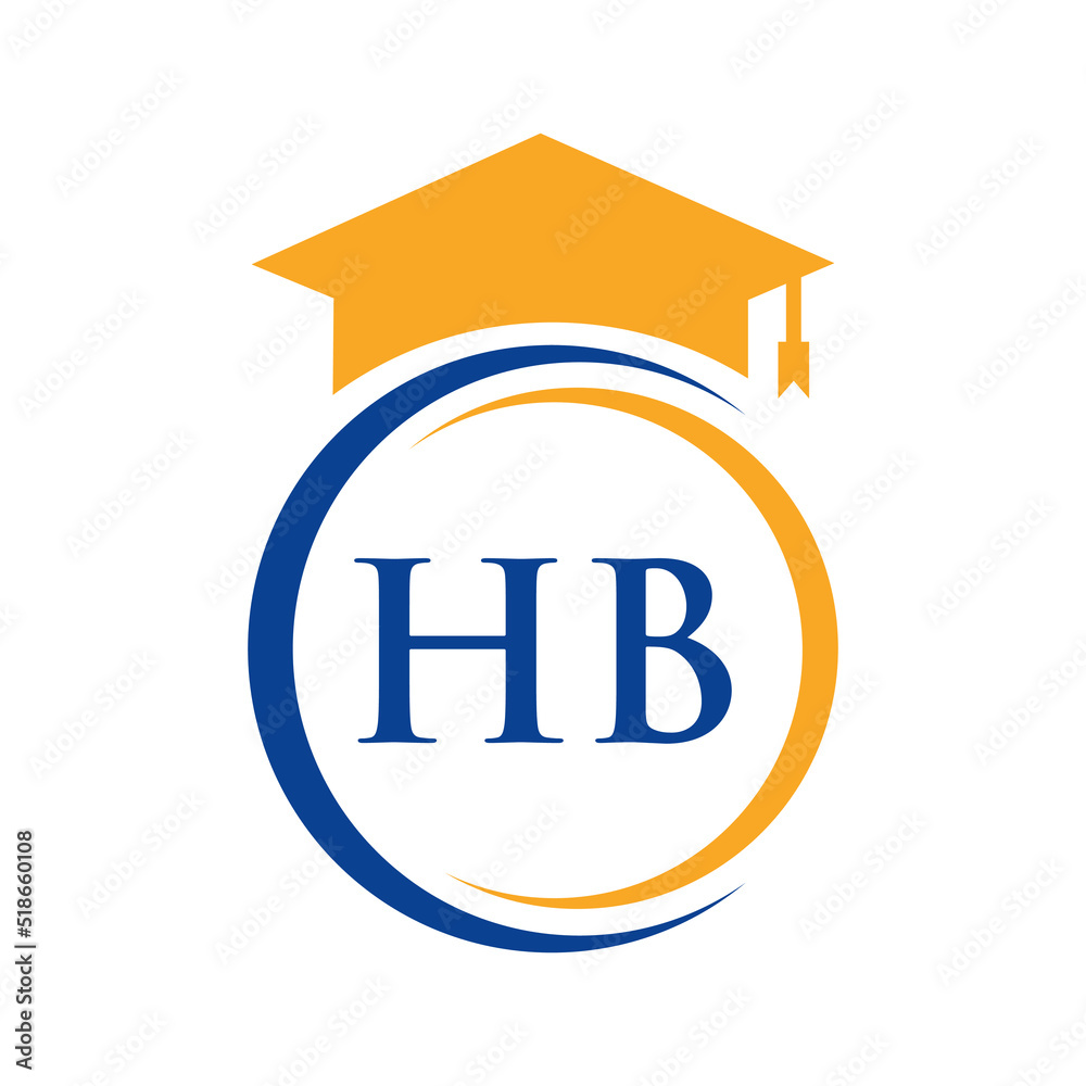 Letter HB Education Logo Concept With Educational Graduation Hat Vector Template Letter HB Education Logo Concept With Educational Graduation Hat Vector Template