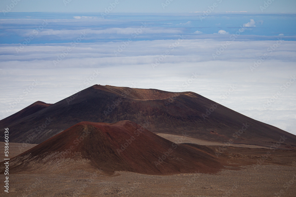 Dormant Volcano on Mauna Kea in Hawaii blue sky