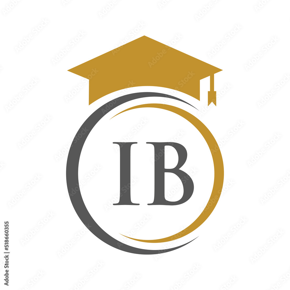 letter-ib-education-logo-concept-with-educational-graduation-hat-vector