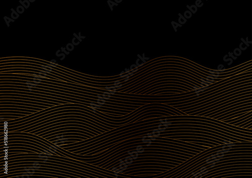 Golden wavy lines abstract minimal elegant vector background