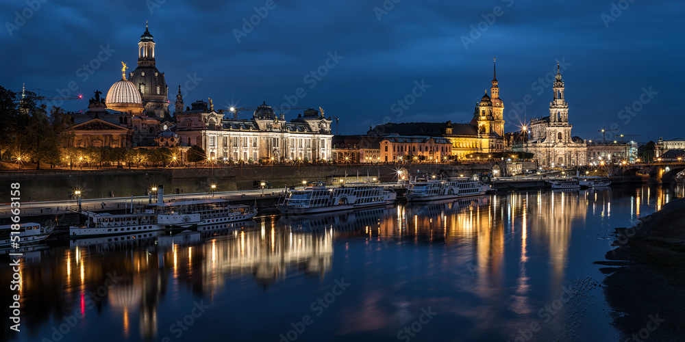 old town in Dresden during blue hour