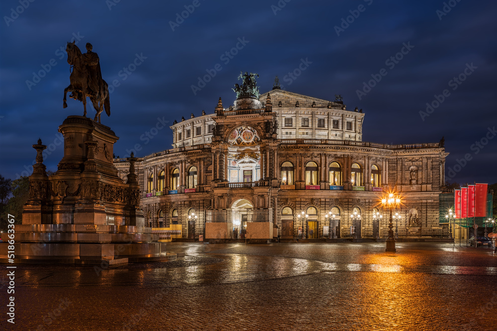 Semper opera in Dresden during blue hour