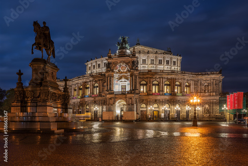 Semper opera in Dresden during blue hour