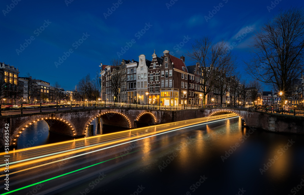 Amsterdam canal at blue hour