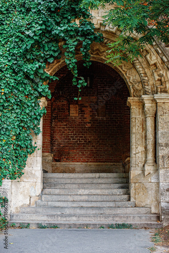 Ancient gothic gate of a medieval castle.