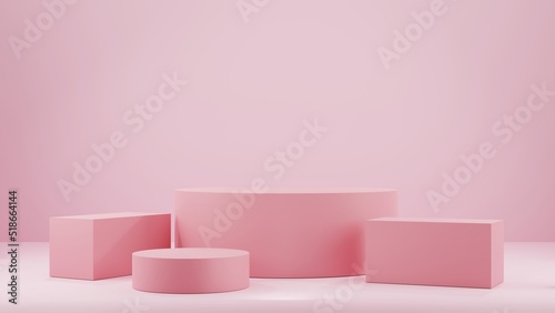 3d background products display podium scene with geometric platform. Pink background 3d rendering with pink podium. stand to show cosmetic products