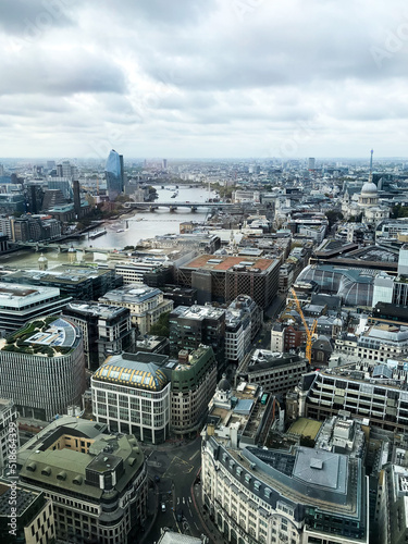 Panoramic Aerial View of skyline of City of London, England, UK. 