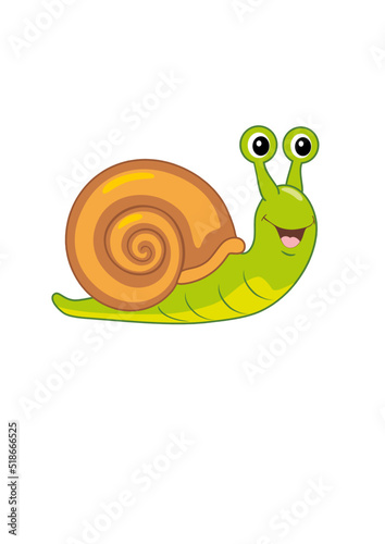 Funny smiling snail isolated on white