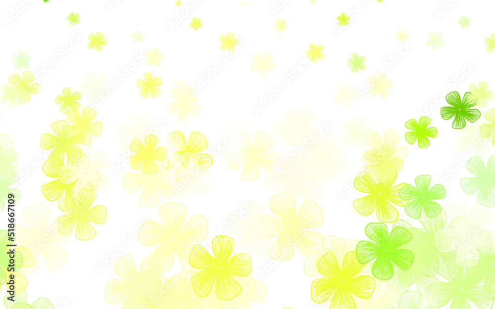 Light Green, Yellow vector doodle texture with flowers. Light Green, Yellow vector doodle texture with flowers.