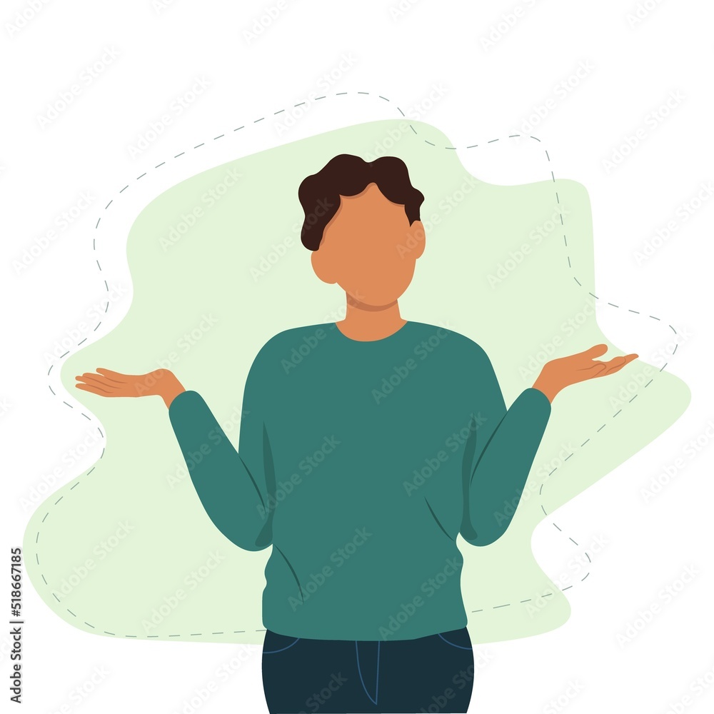 Black man shrugging with a curious expression