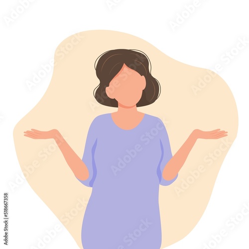 Woman shrugging with a curious expression
