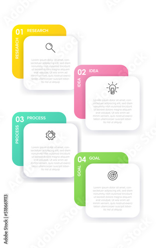 Vertical infographic design with icons and 4 options or steps. Thin line. Infographics business concept. Can be used for info graphics, flow charts, presentations, mobile web sites, printed materials.