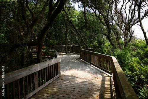 Boardwalk to the beach late afternoon. Jekyll Island, GA photo