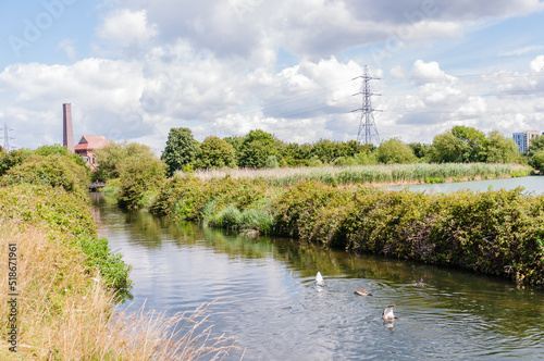 Coppermill Stream in summer on Walthamstow Wetlands,London, United Kingdom, 3 July 2022 photo