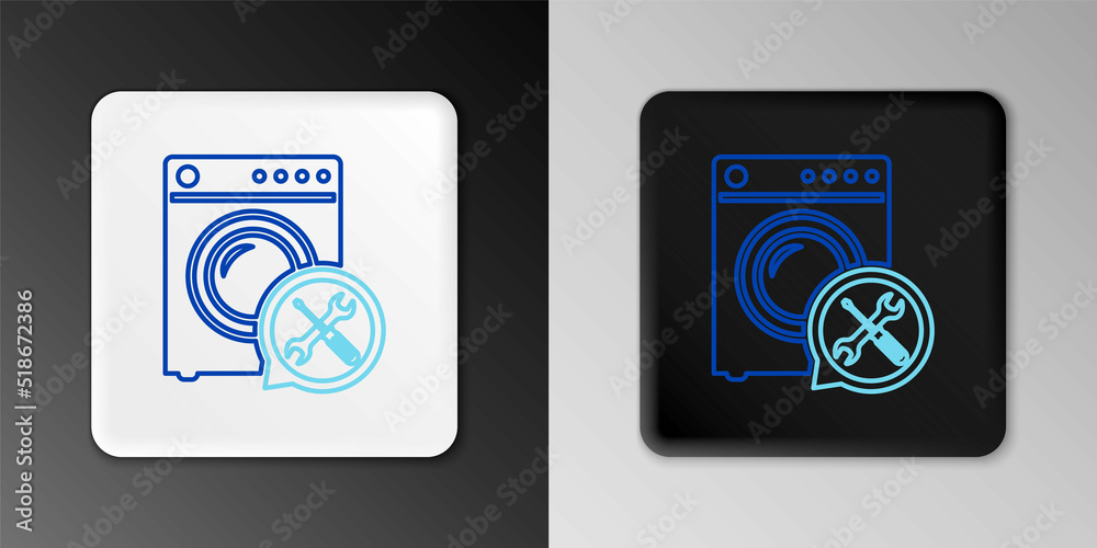 Line Washer with screwdriver and wrench icon isolated on grey background. Adjusting, service, setting, maintenance, repair, fixing. Colorful outline concept. Vector Line Washer with screwdriver and wrench icon isolated on grey background. Adjusting, service, setting, maintenance, repair, fixing. Colorful outline concept. Vector