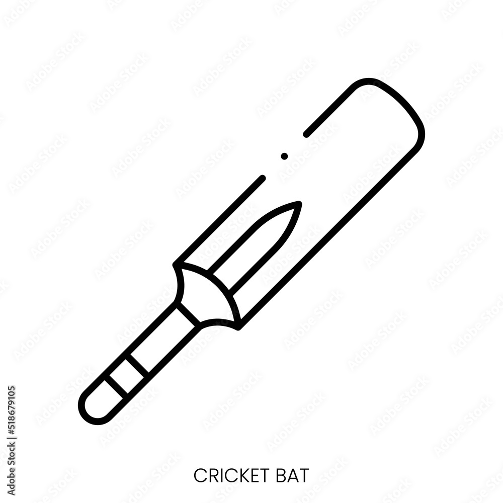 cricket bat icon. Linear style sign isolated on white background. Vector illustration cricket bat icon. Linear style sign isolated on white background. Vector illustration