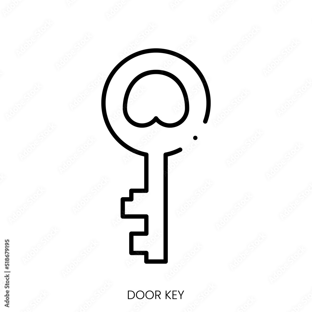 door key icon. Linear style sign isolated on white background. Vector illustration door key icon. Linear style sign isolated on white background. Vector illustration