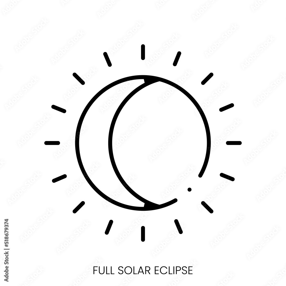 full solar eclipse icon. Linear style sign isolated on white background. Vector illustration full solar eclipse icon. Linear style sign isolated on white background. Vector illustration
