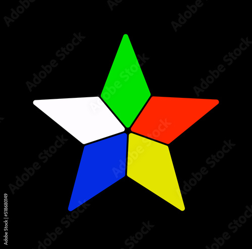 Emblem of the Druze, multicolored star icon with black background. photo