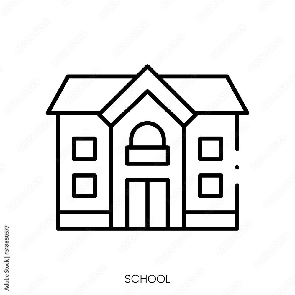 school icon. Linear style sign isolated on white background. Vector illustration school icon. Linear style sign isolated on white background. Vector illustration