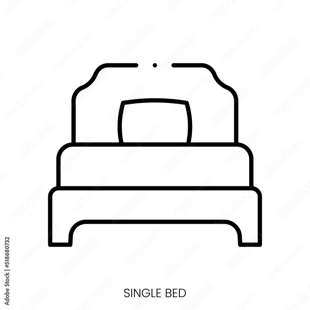 single bed icon. Linear style sign isolated on white background. Vector illustration single bed icon. Linear style sign isolated on white background. Vector illustration