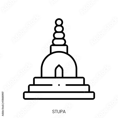 stupa icon. Linear style sign isolated on white background. Vector illustration photo