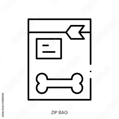 zip bag icon. Linear style sign isolated on white background. Vector illustration