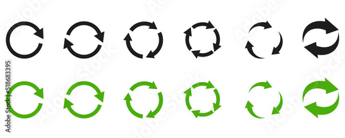 Set of circle arrow vector icons.  Recycle Recycling symbol. Vector illustration eps10