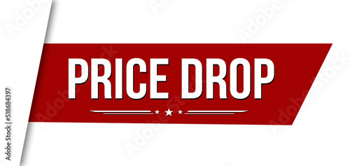 Price drop red ribbon or banner design