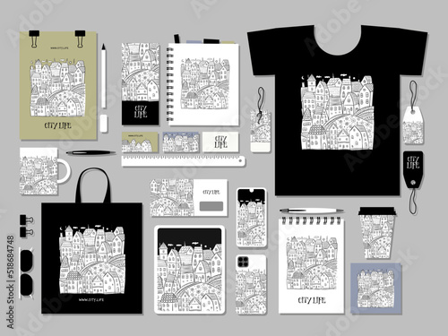 Vintage old city, cute houses. Concept art for your business. Creative ideas ...