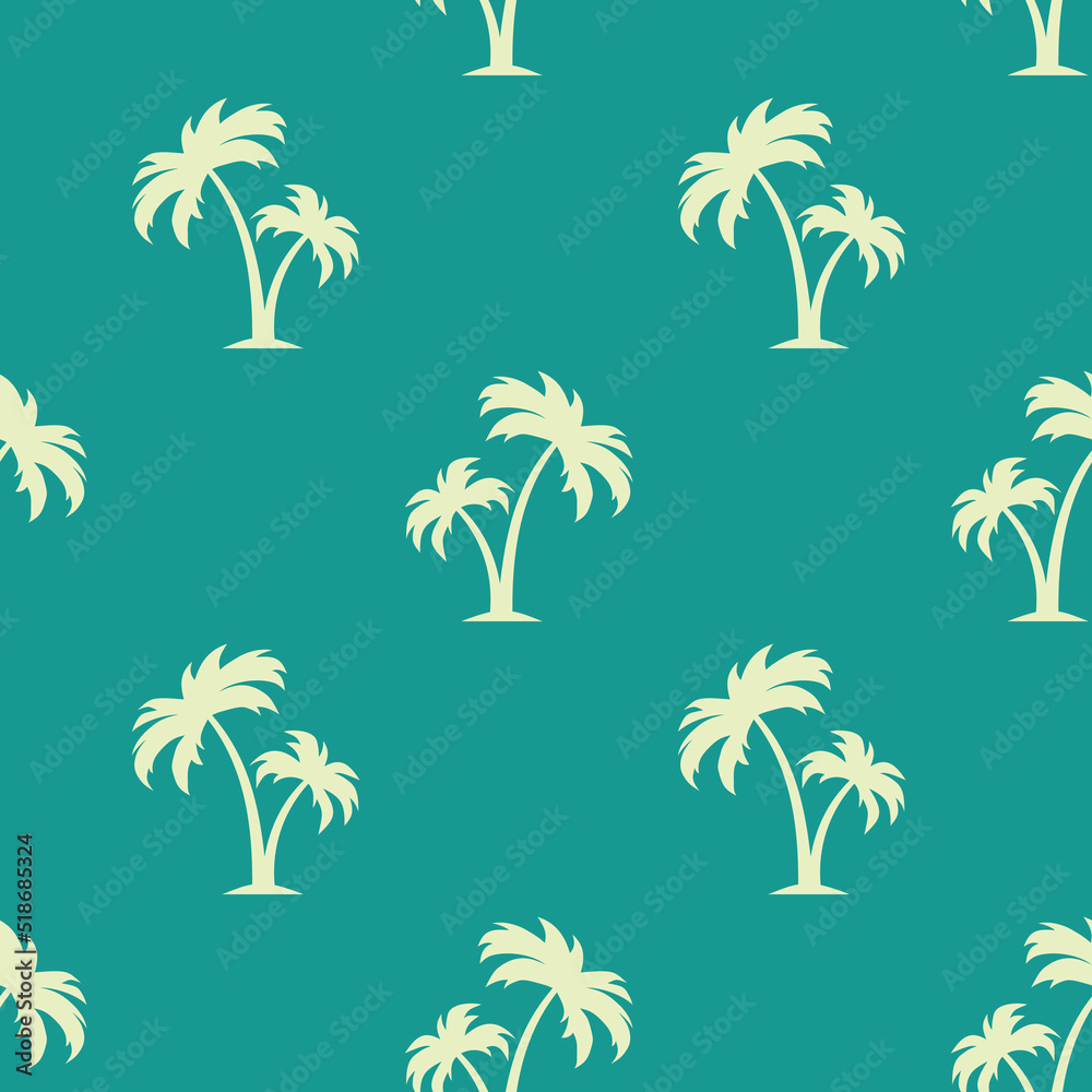 Green seamless pattern with palm trees. Vector illustration