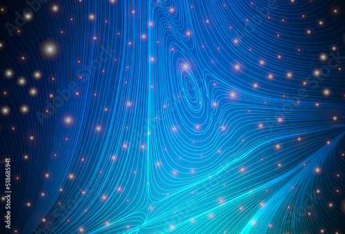 Dark BLUE vector texture with disks, curves.