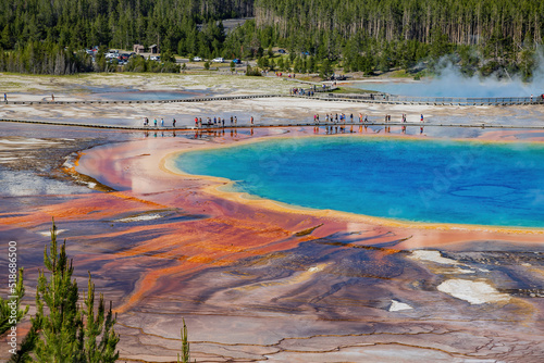 High angle view of the famous Grand Prismatic Spring