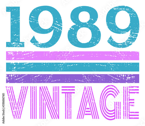 Vintage grunge retro 80's design label photo