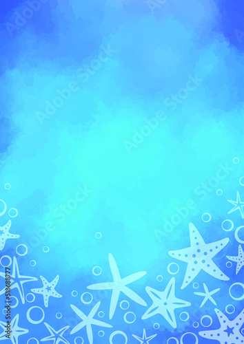 Starfish with bubble under the sea frame vector for decoration on summer holiday and marine life concept.