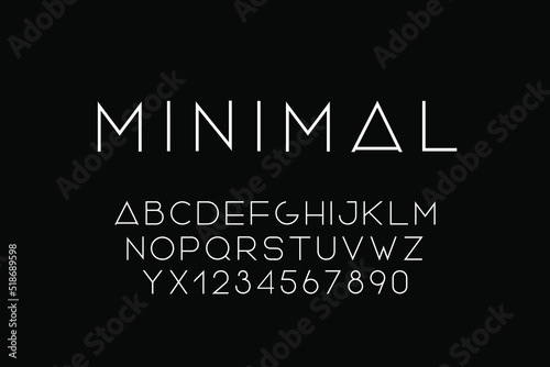 Minimal modern alphabet. Trendy english graphic font. Thin minimalistic latin letters and numerals. New creative signs typeface