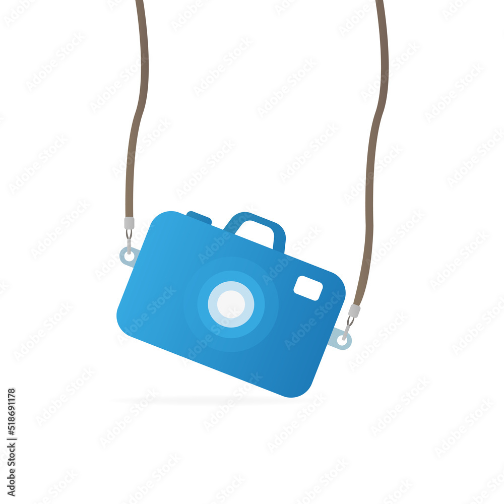 The camera hangs on a white background. Vector illustration The camera hangs on a white background. Vector illustration