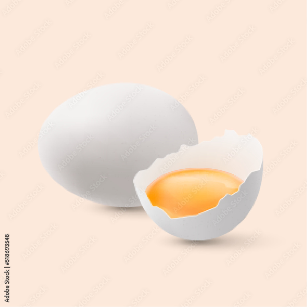 Fresh Organic Chicken Eggs. Raw White Chicken Eggs with Yolk Fresh Organic Chicken Eggs. Raw White Chicken Eggs with Yolk