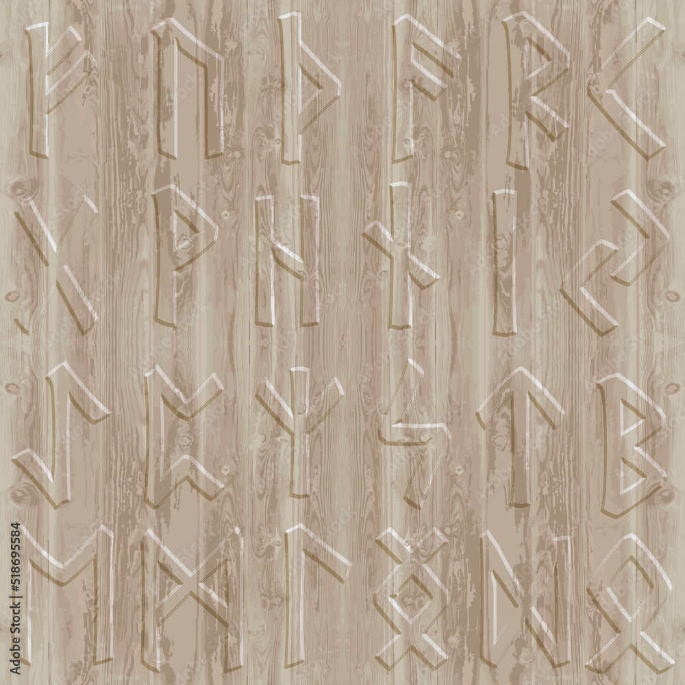 Runes. Magical runic letters 3d seamless pattern. Magic emboss signs ...