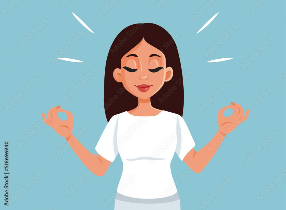 Calm Woman Feeling Relaxed and Serene Vector Cartoon Illustration. Carefree mindful person meditating feeling zen
Calm Woman Feeling Relaxed and Serene Vector Cartoon Illustration. Carefree mindful person meditating feeling zen