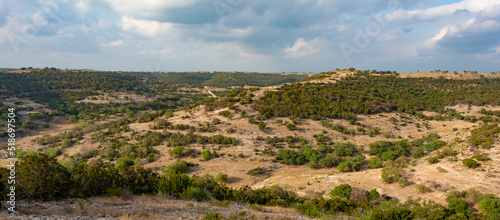 Obraz na plátně Late afternoon on a hill in a remote area of Texas Hill Country