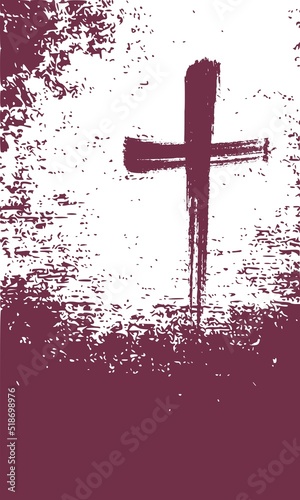 Grunge style christian cross for Ash Wednesday web banner or social graphic. The first day of Lent is a holy day of prayer and fasting. © JEGAS RA