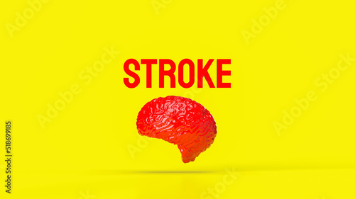 The brain and stroke word for health or sci concept 3d rendering