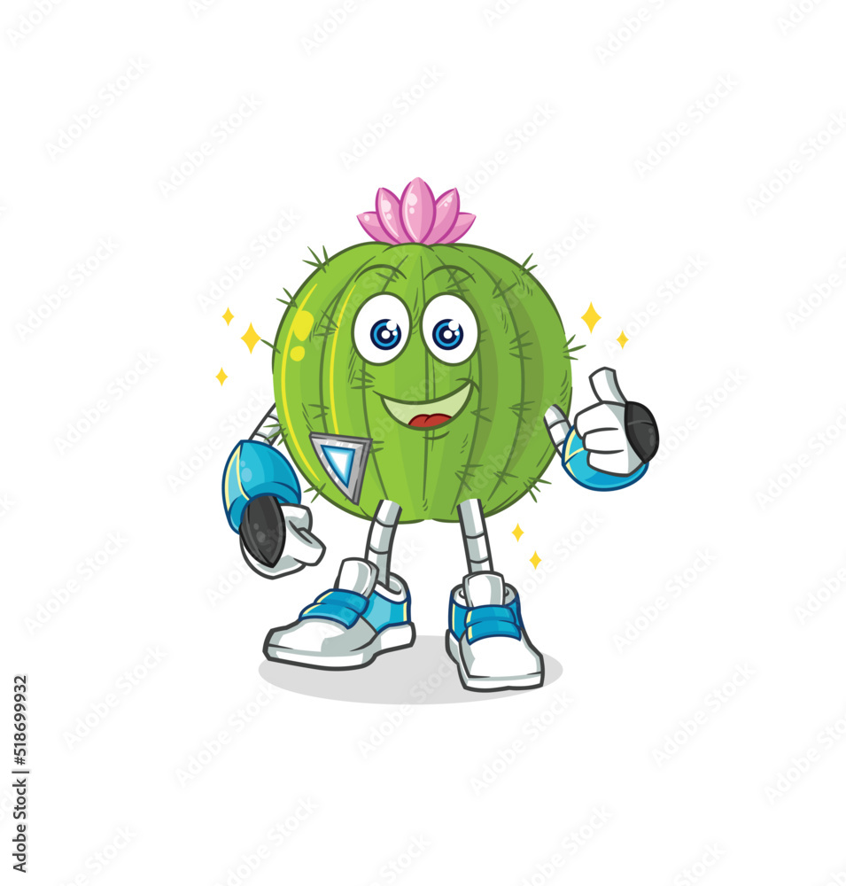 cactus robot character. cartoon mascot vector