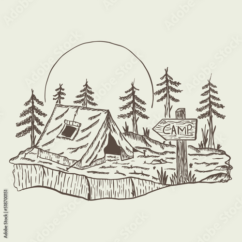 Camping in the beauty night graphic illustration vector art t-shirt design