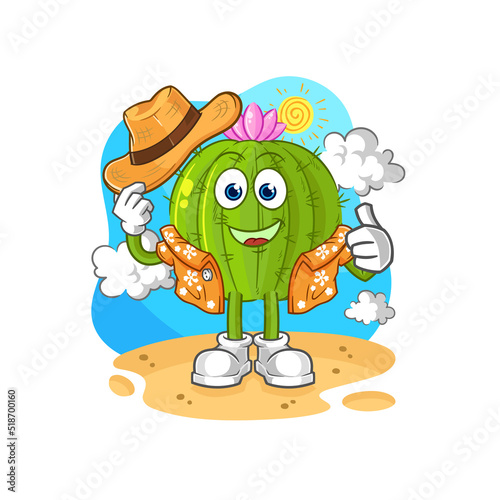 cactus go on vacation. cartoon mascot vector
