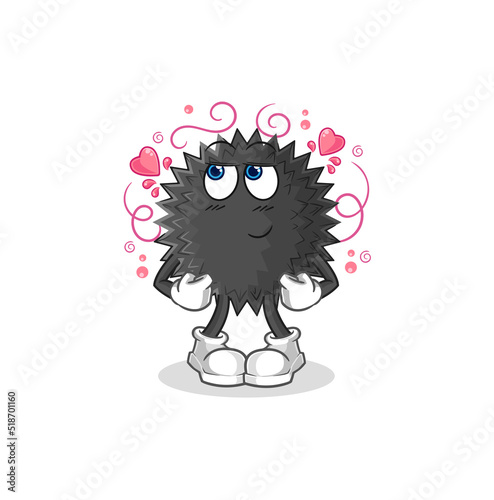 sea urchin shy vector. cartoon character