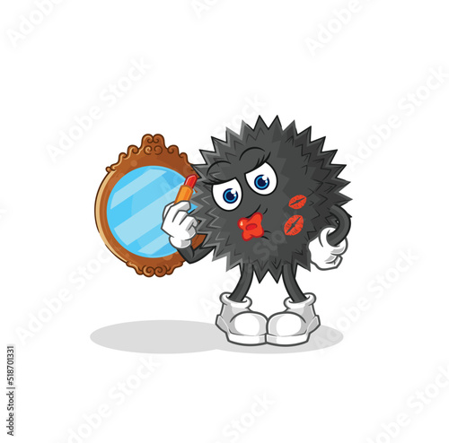 sea urchin make up mascot. cartoon vector