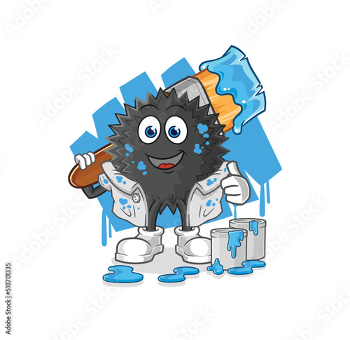 sea urchin painter illustration. character vector